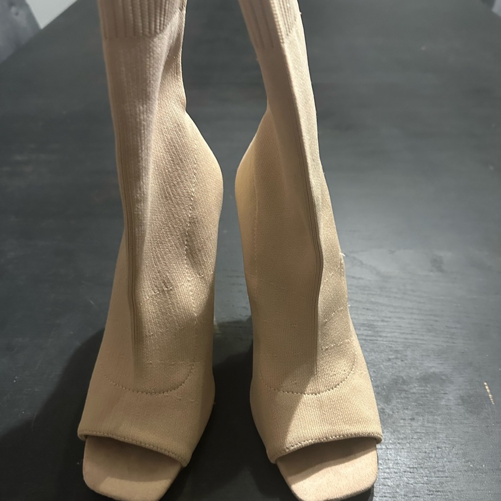 Elegant Cream Sock Boots